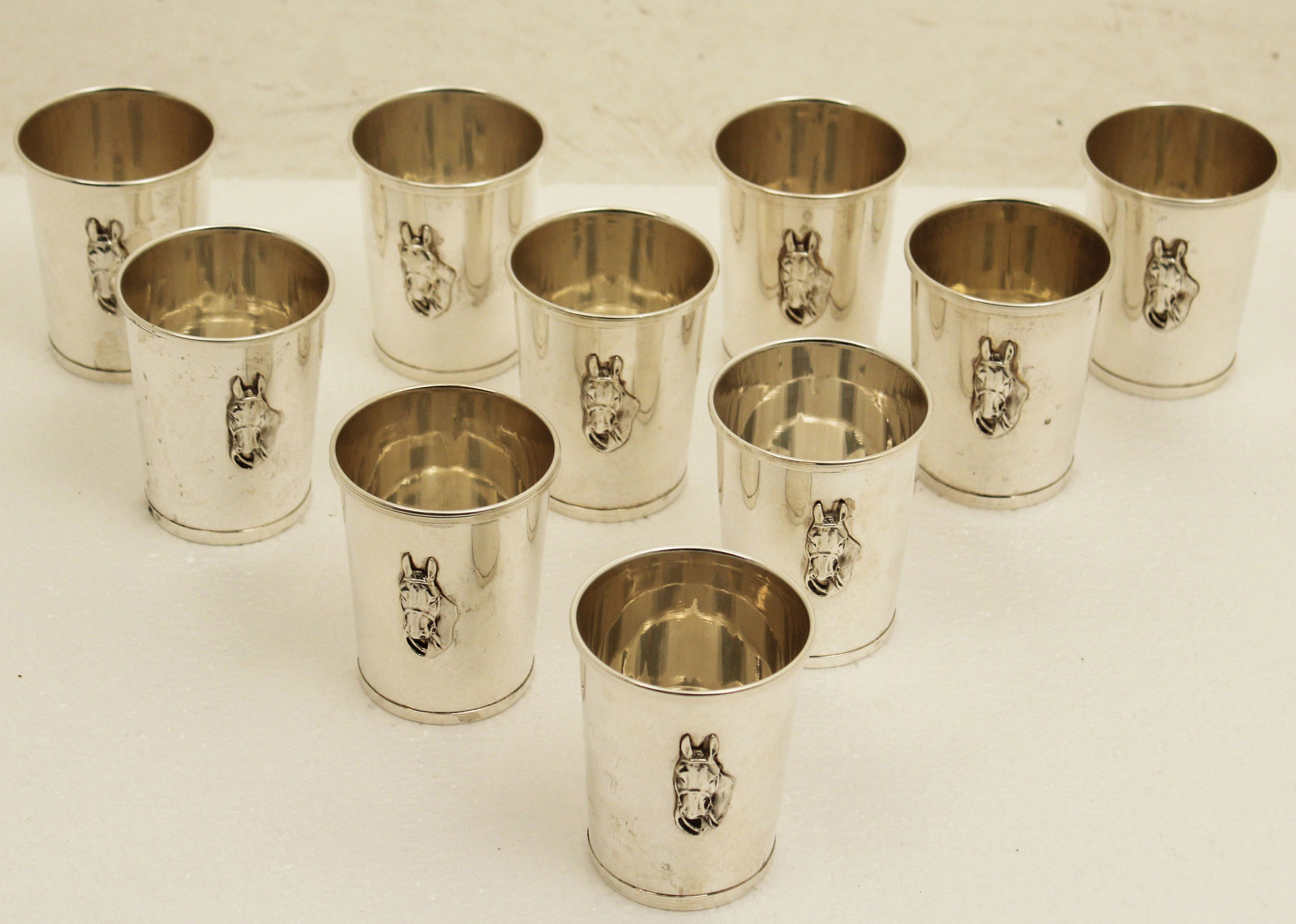 Set Of 10 Sterling Silver Derby Mint Julip Cups